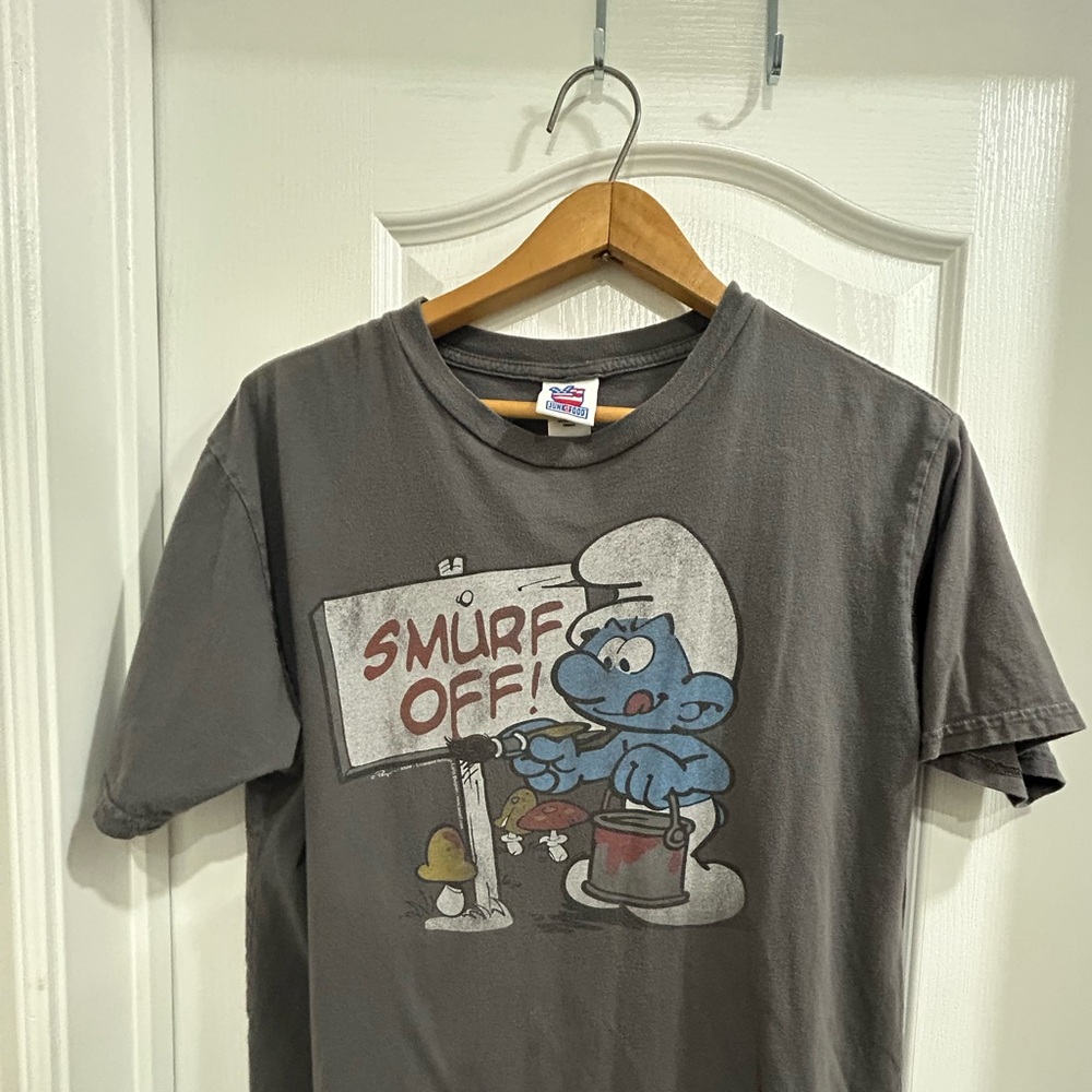 Junk Food Clothing Gray Smurf Graphic Tee